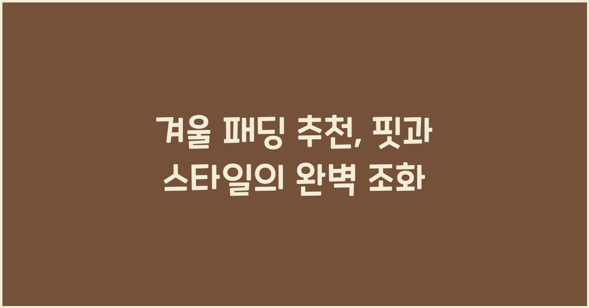 겨울 패딩 추천