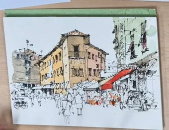 아크릴물감으로 어반스케치 그리기 파주 프로방스 카페로즈에서_15