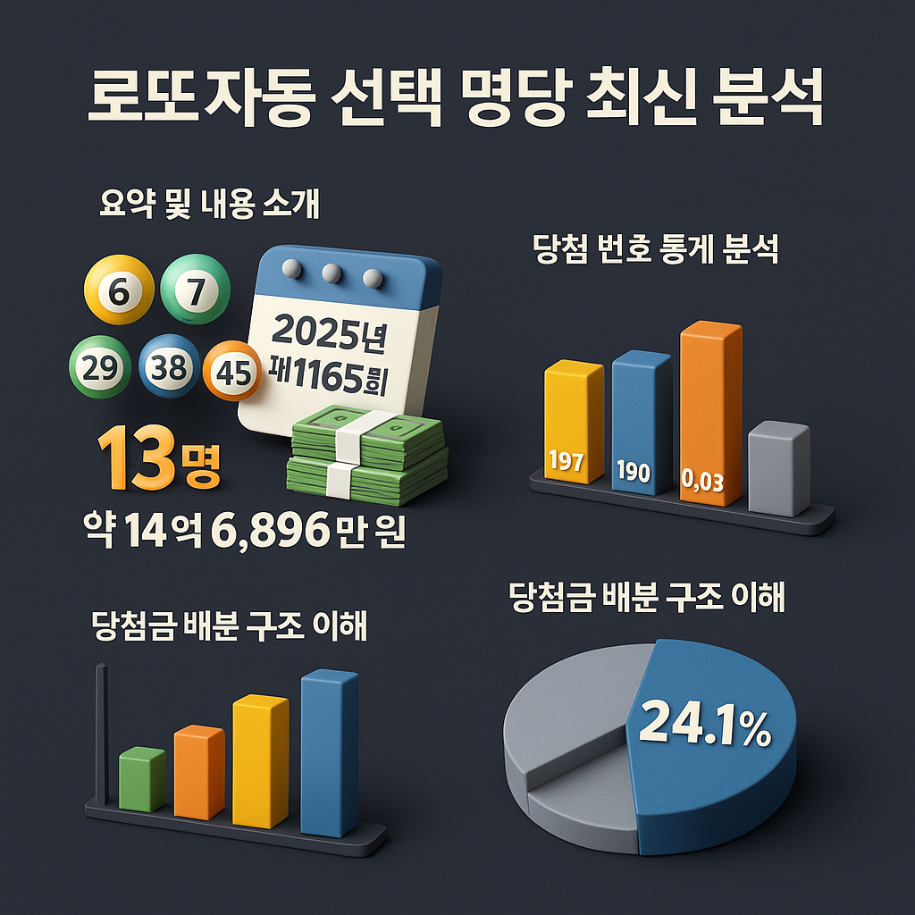 2025년 3월 29일 제1165회 로또 1등 당첨금과 자동선택 명당 10곳 분석