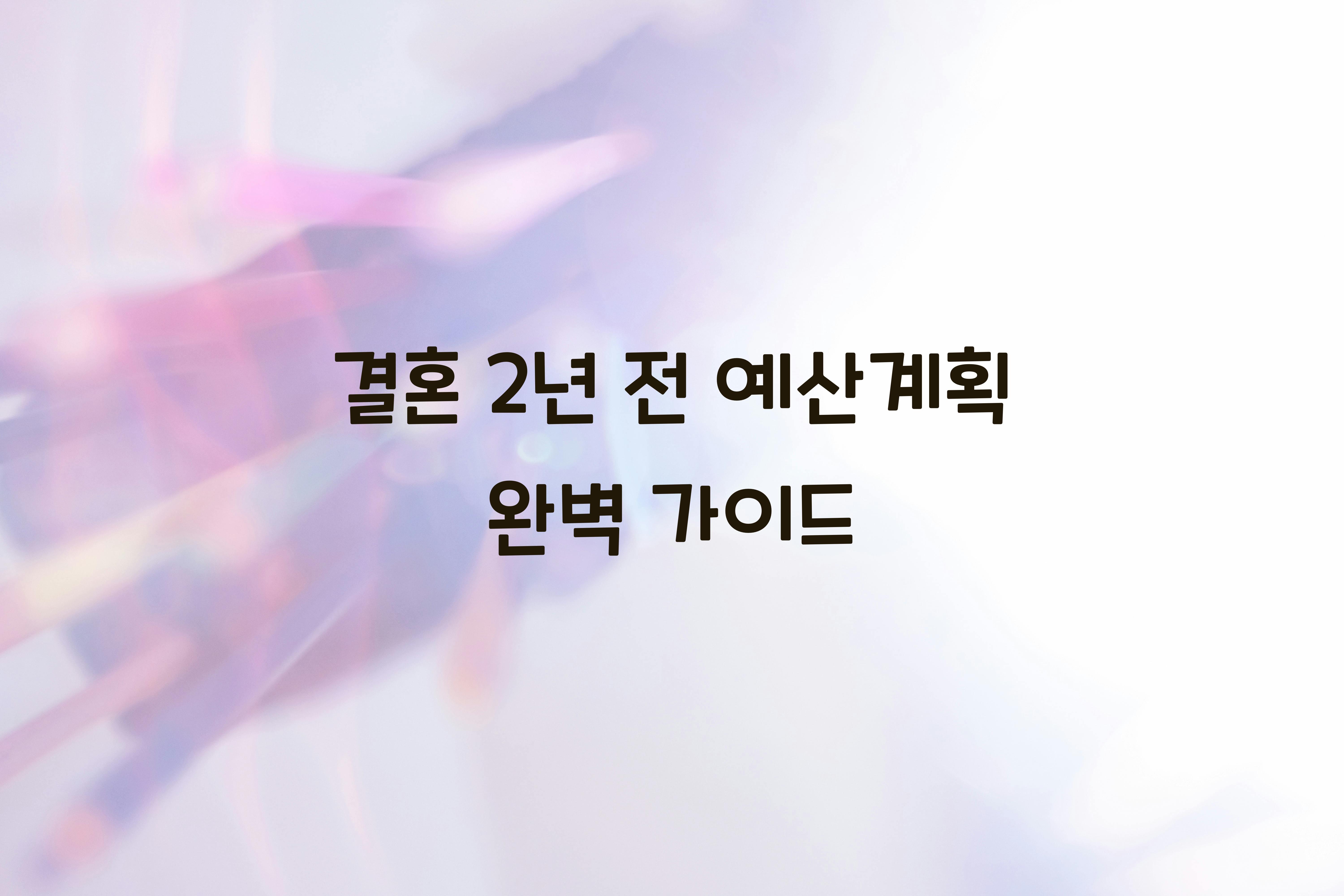 결혼 2년 전 예산계획