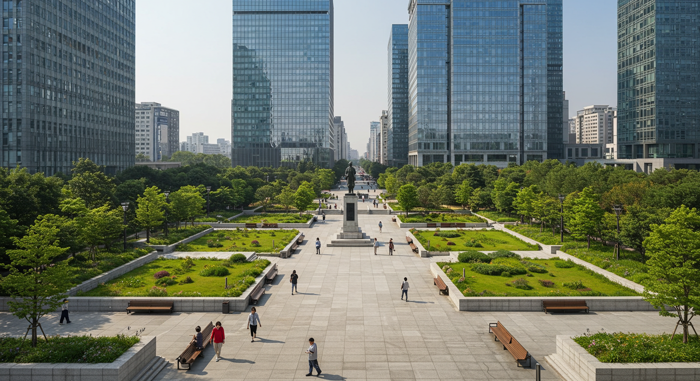 빌딩 숲 속의 활력과 고요한 역사