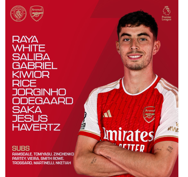 맨시티 아스날 선발라인업