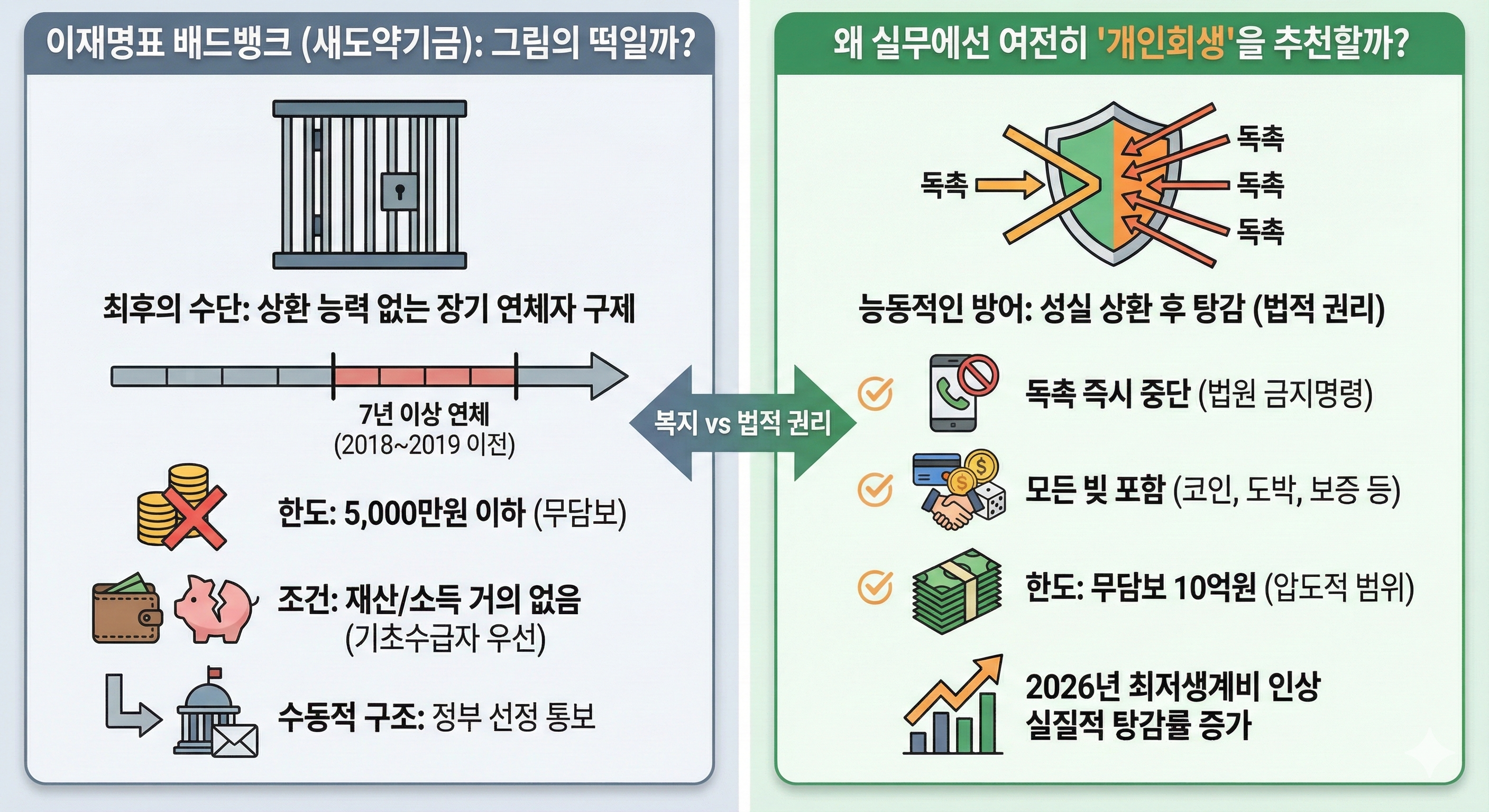 배드뱅크 새도약기금 vs 개인회생, 현실적 승자는?