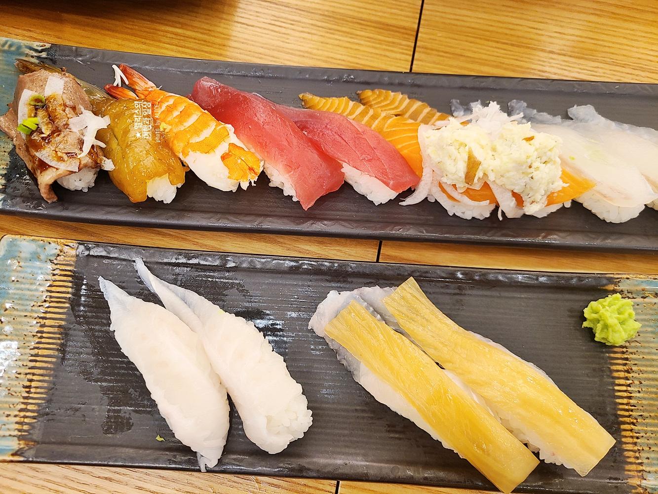 상무초밥 부산동래점 쫄깃한 간장새우초밥 + 큼지막한 후토마키