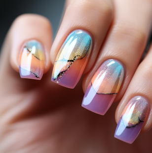 무지개색 그라데이션 네일아트