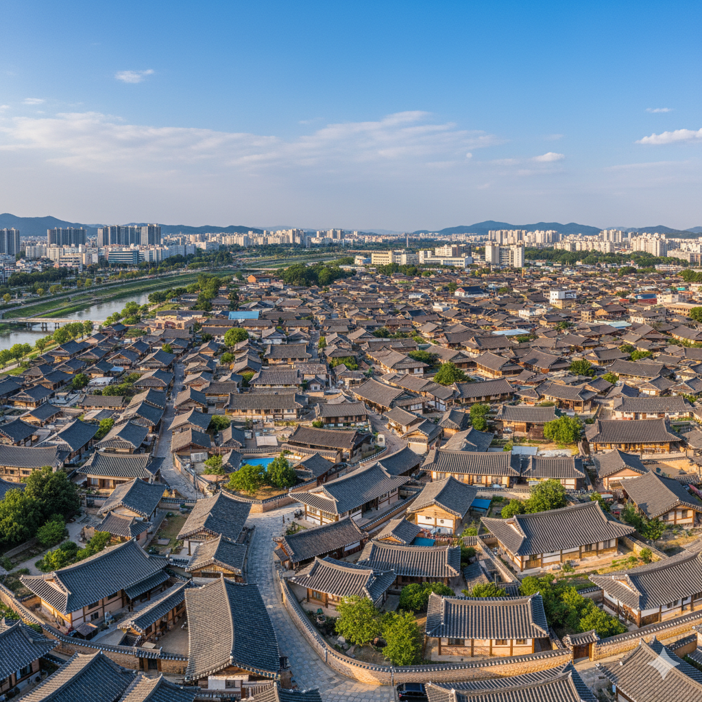 전주 한옥마을 드론 이미지