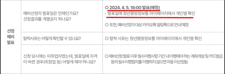 청년수당 선정예비발표