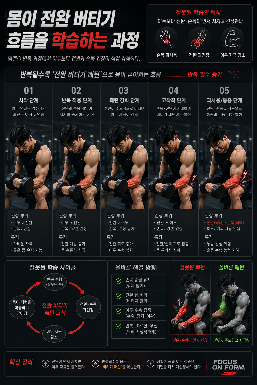 몸이 전완 버티기 흐름을 학습하는 과정