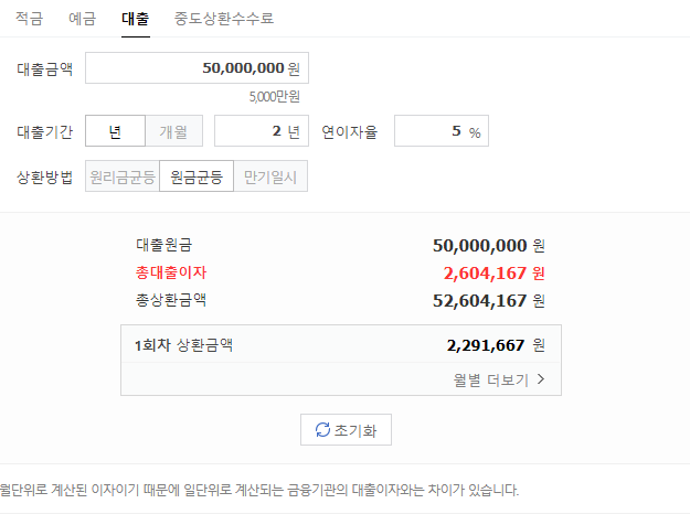 이자계산기 네이버