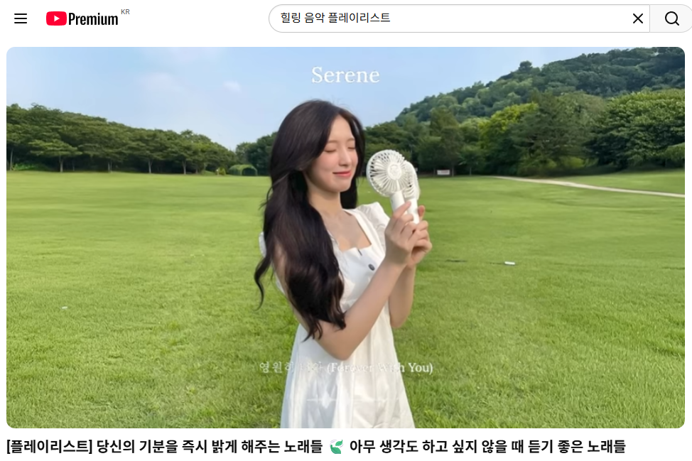 힐링 음악 플레이리스트를 검색한 이미지