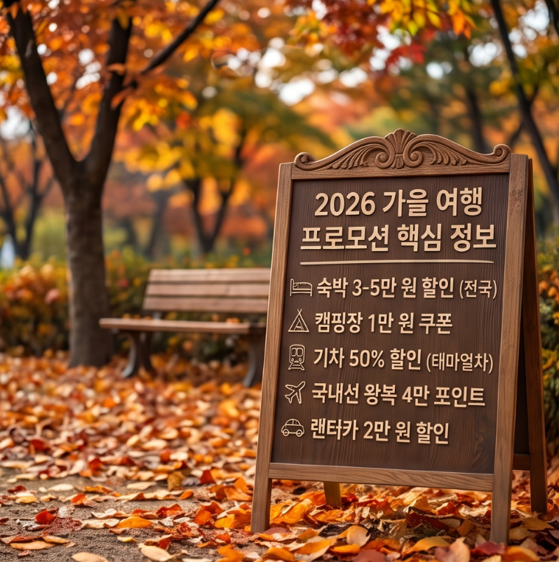 "올가을, 나랑 반값 여행 갈래?" - 2026 여행하는 가을 프로모션 혜택 및 신청방법 핵심정리