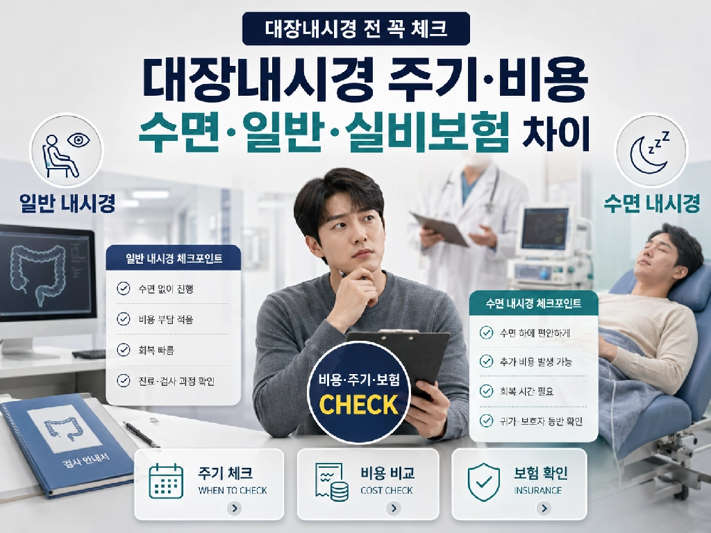 대장내시경 주기와 비용! 수면&middot;일반 차이부터 실비보험 적용까지