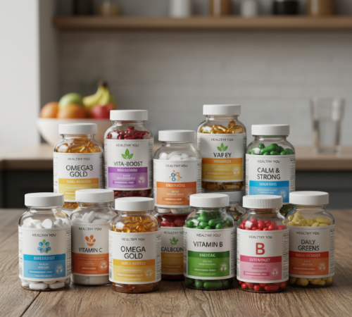 다양한 영양제가 들어있는 병