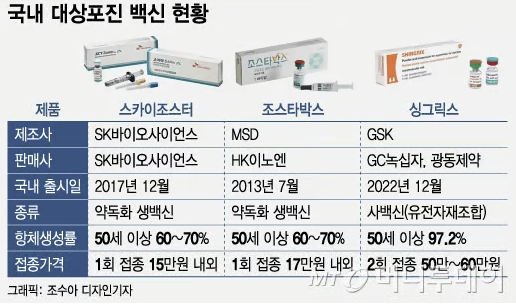 국내 대상포진 백신 - 머니투데이