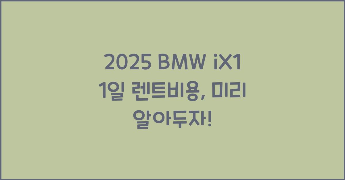 2025 BMW iX1 1일 렌트비용