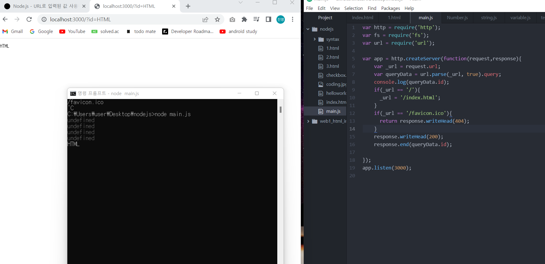 [Node.js] 2주차 - undefined - URL로 입력된 값 사용하기 