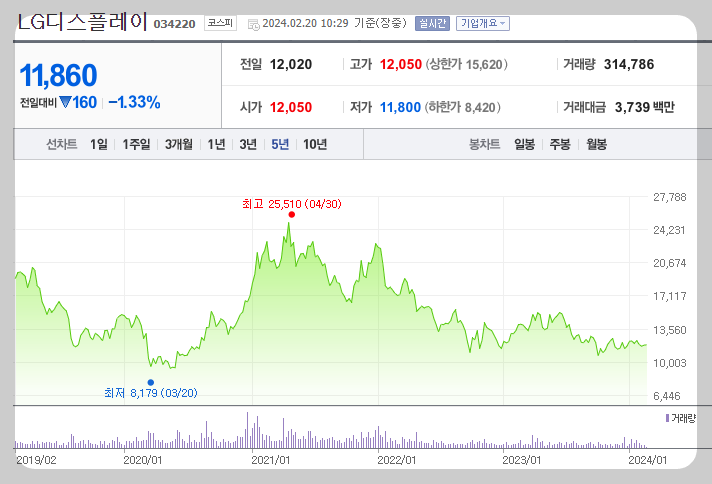 LG디스플레이 주가