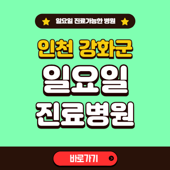 인천 강화군 일요일 진료 가능한 병원 ❘ 주말 문여는 곳 총정리 (소아과, 내과, 안과, 치과, 피부과, 정형외과, 산부인과)