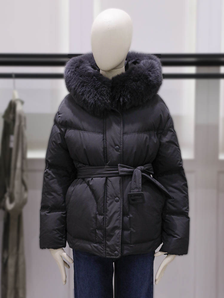 나이스클랍 폭스퍼 숏 덕다운 패딩 점퍼 A224PWDA07