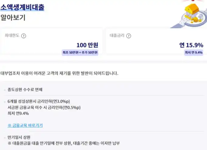 소액생계비대출 (긴급대출, 신청방법)