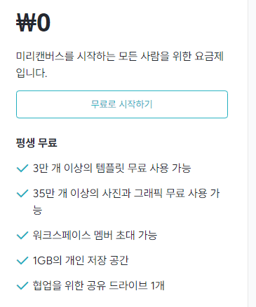 미리캔버스 무료 이용하기