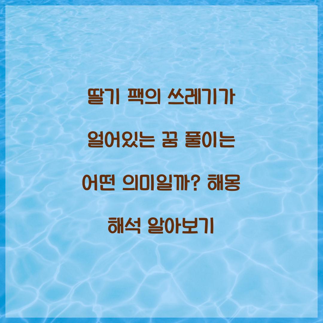 딸기 팩의 쓰레기가 얼어있는 꿈 풀이 해몽 해석