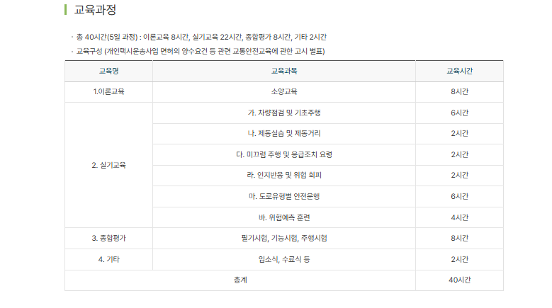 개인택시 양수교육 홈페이지 예약 팁