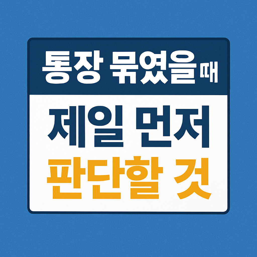 통장이 묶였을 때 제일 먼저 대응 방법