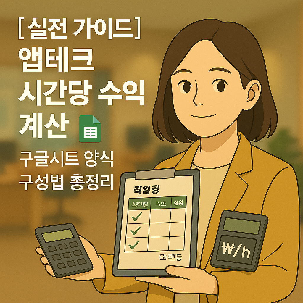 [실전 가이드] 앱테크 시간당 수익 계산 ｜ 구글시트 양식 구성법 총정리