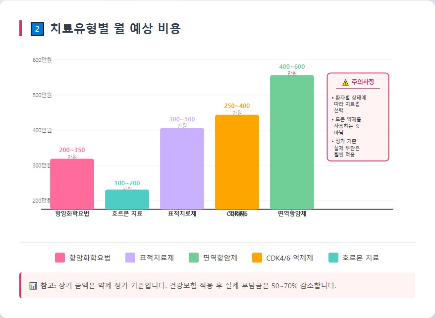 유방암 항암치료비 구성 및 보험 적용 범위 인포그래픽