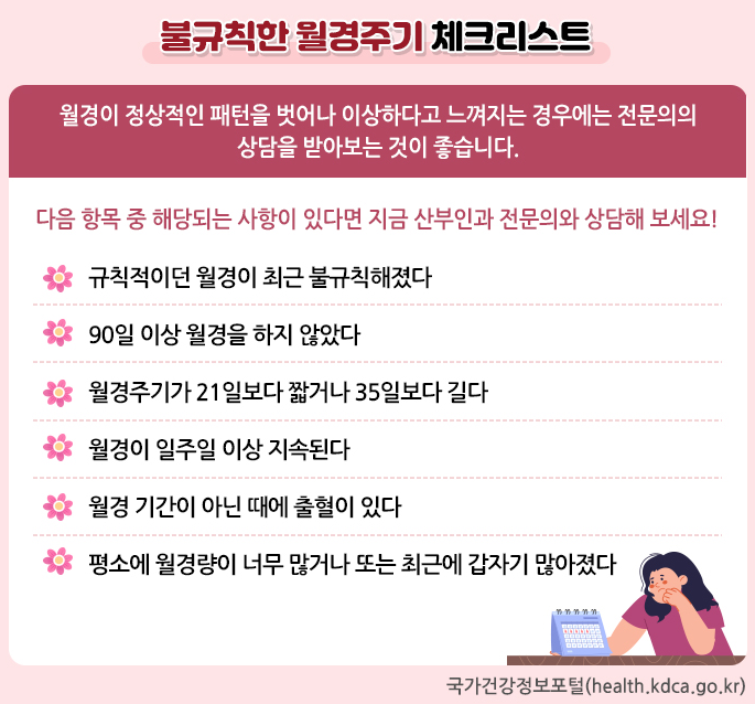불규칙 월경주기 체크리스트