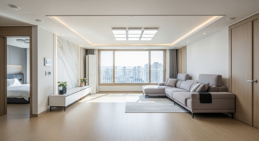 한국 아파트 거실 전경