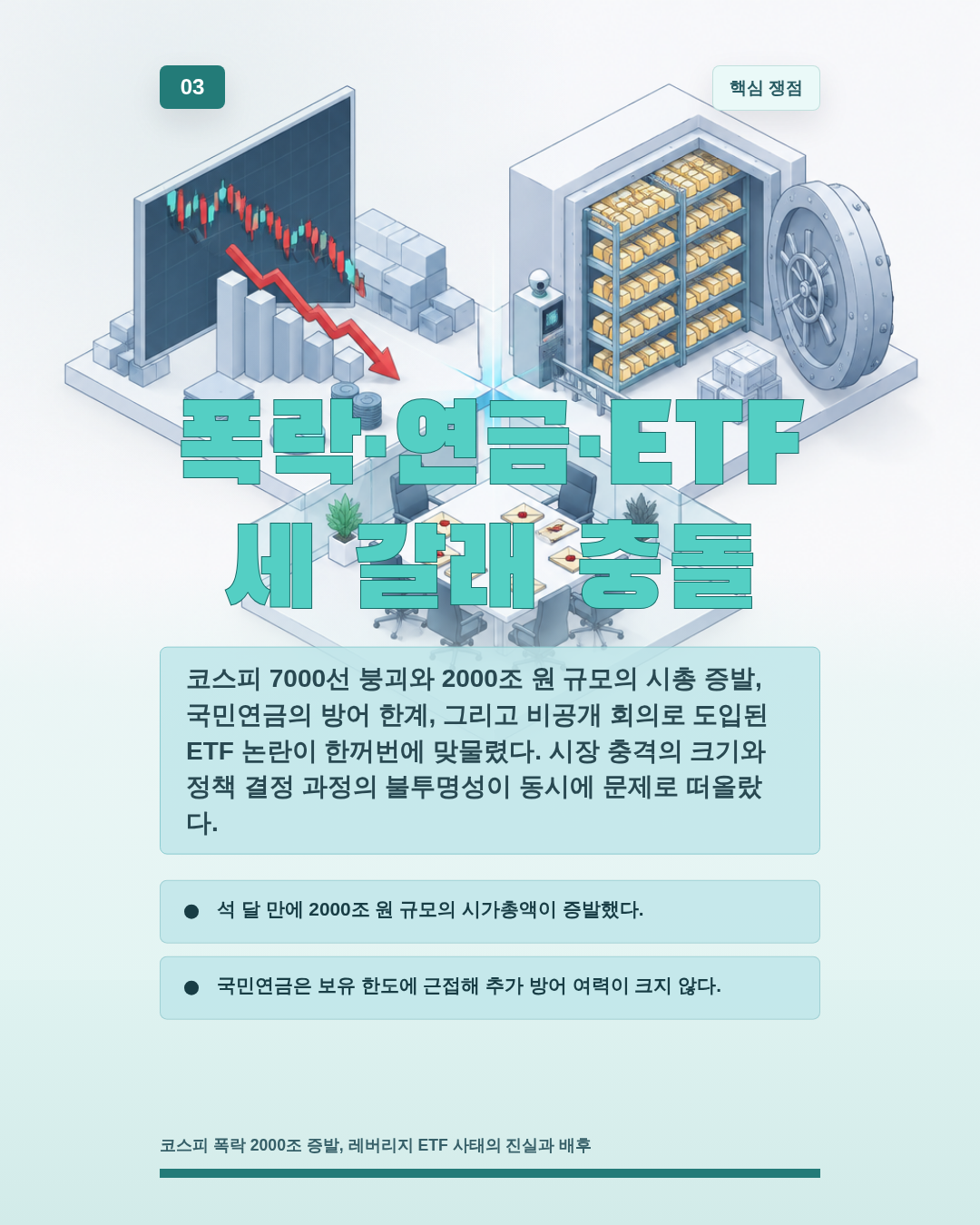 폭락·연금·ETF 세 갈래 충돌
