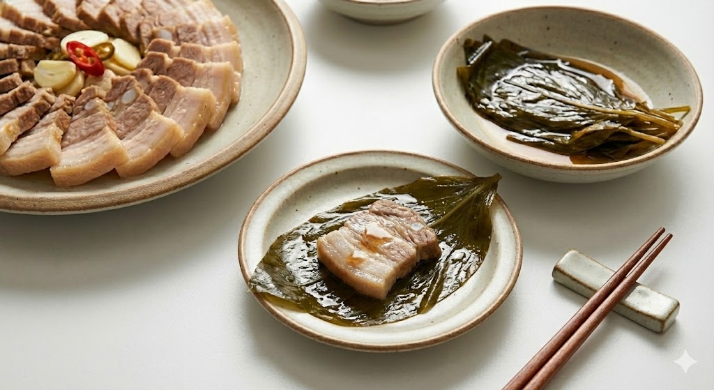 돼지고기의 비타민 B1과 산마늘의 알리신이 결합해 활성 비타민을 형성하고 만성 피로를 즉각 해소하는 명이나물 돼지고기 쌈