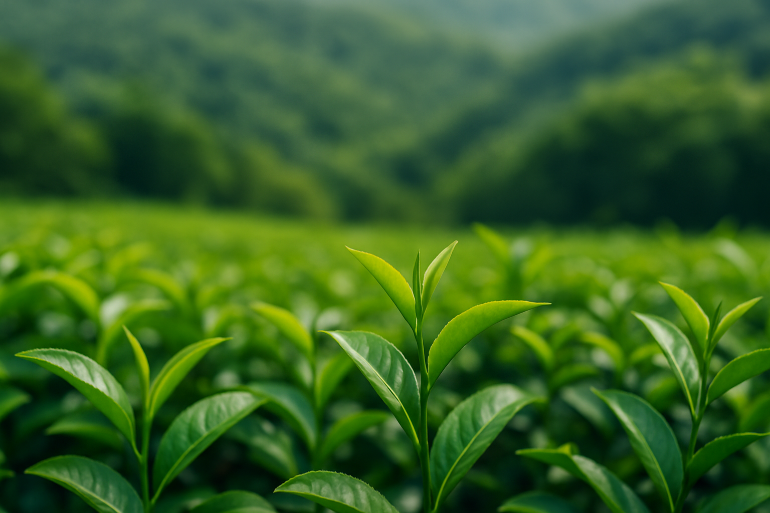 초록의 넓은 녹차밭 이미지