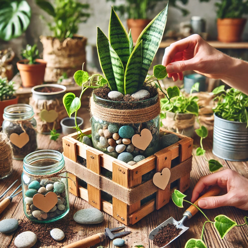 DIY 화분 만들기를 표현한 이미지