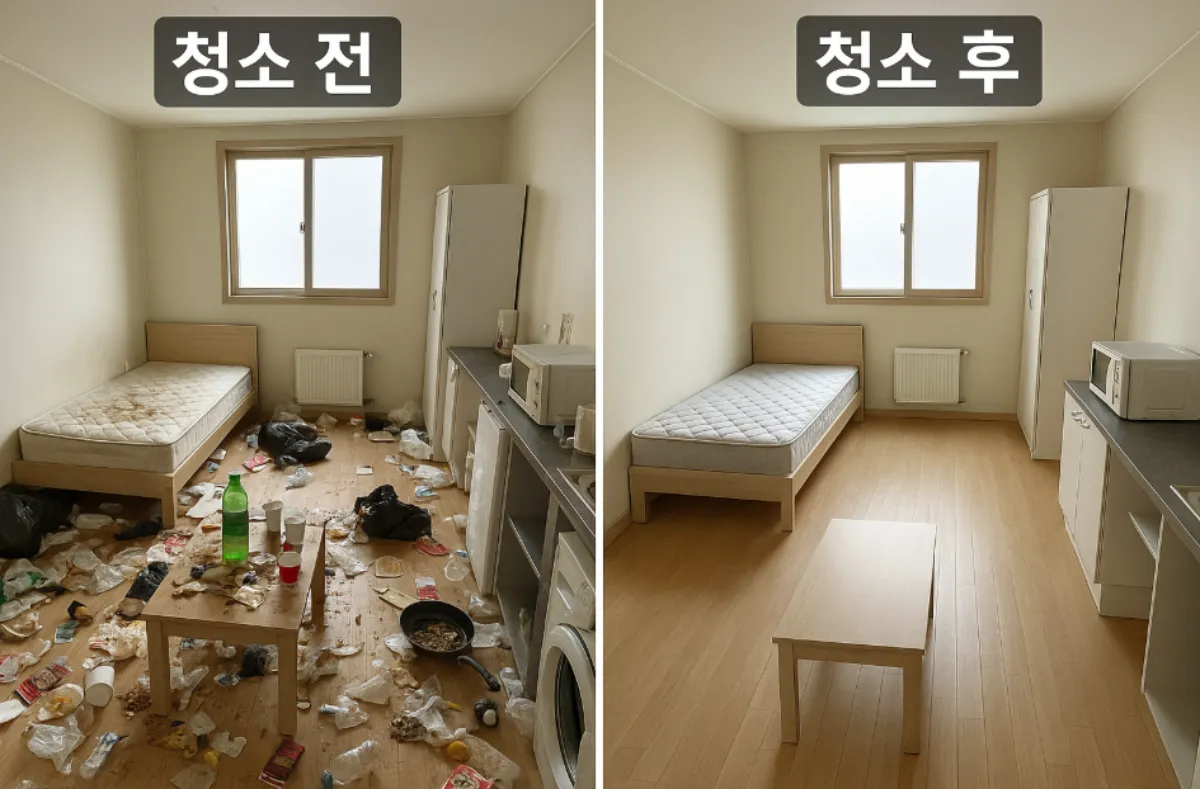 청소 전후의 비교