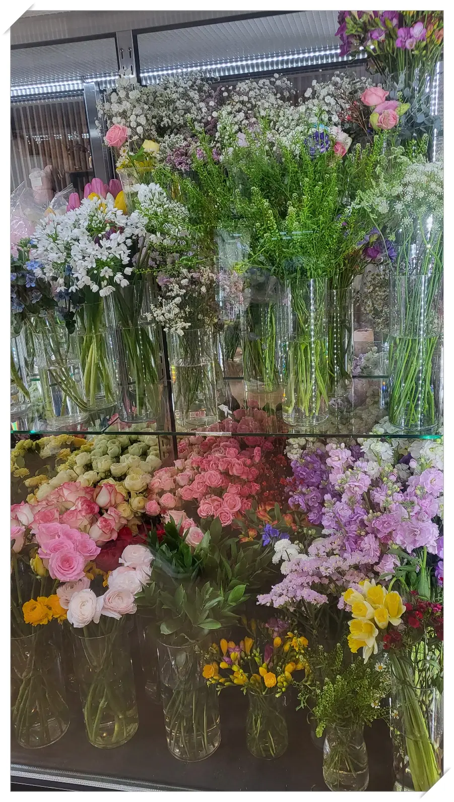 매장안-꽃-진열장