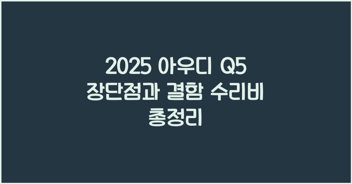 2025 아우디 Q5 장단점 결함 수리비