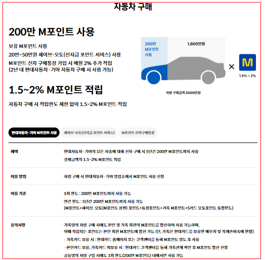자동차구매할때 현대M포인트 이용해 결제하는 방법