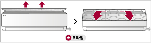 상단-패널-올린-후-극세-필터-꺼내는-사진