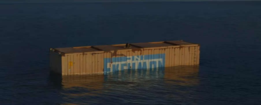 컨테이너에 갇혀 바다 위를 표류하는 미아