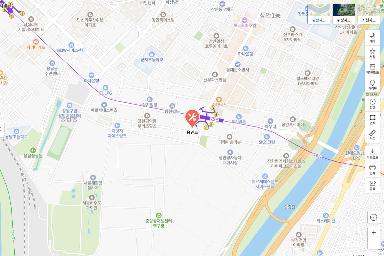 서울에서 덴트 복원, 부분 도색 제일 싼 집 지도