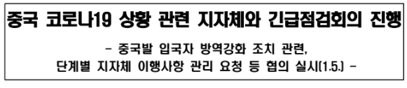 중국 코로나19 상황 관련 지자체와 긴급점검회의 진행