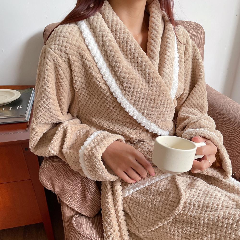 와플 로브가운 빅사이즈 커플 파자마 겨울 극세사 수면잠옷 수면가운