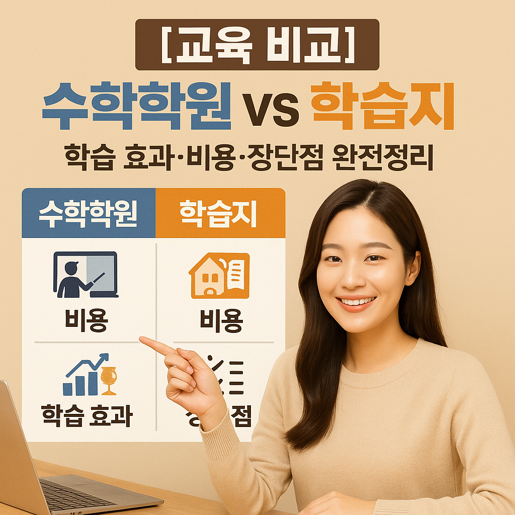 [교육 비교] 수학학원 vs 학습지 ｜ 학습 효과·비용·장단점 완전정리