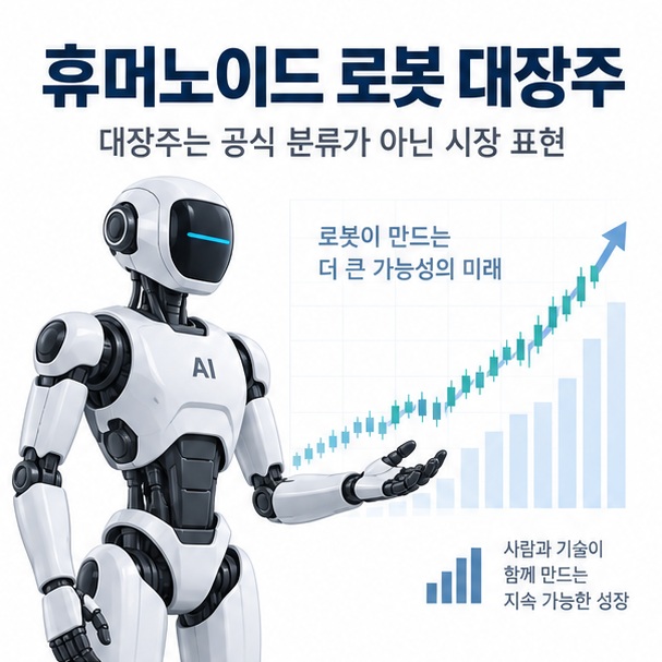 휴머노이드 로봇 대장주와 레인보우로보틱스 로보티즈 현대차 현대모비스 삼성전자의 사업 연결 고리를 보여주는 투자 정보 이미지