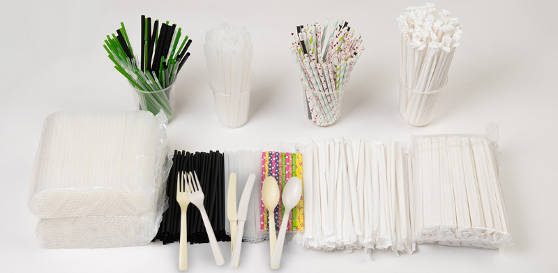 생분해성필름-종이빨대-스푼포크나이프