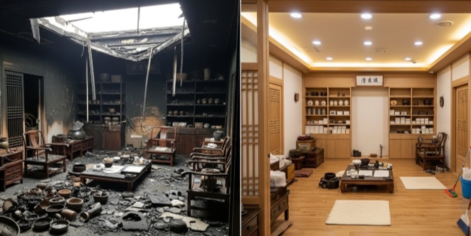 한의원 화재청소 전후
