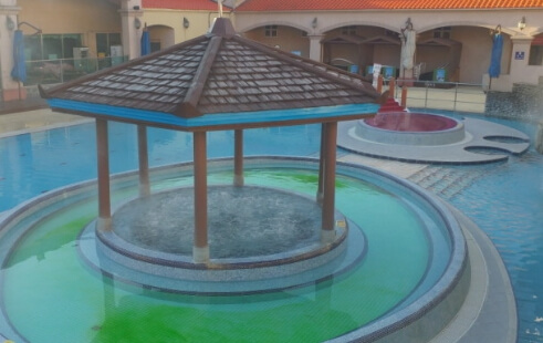 아산 스파비스 외부 노천탕의 모습